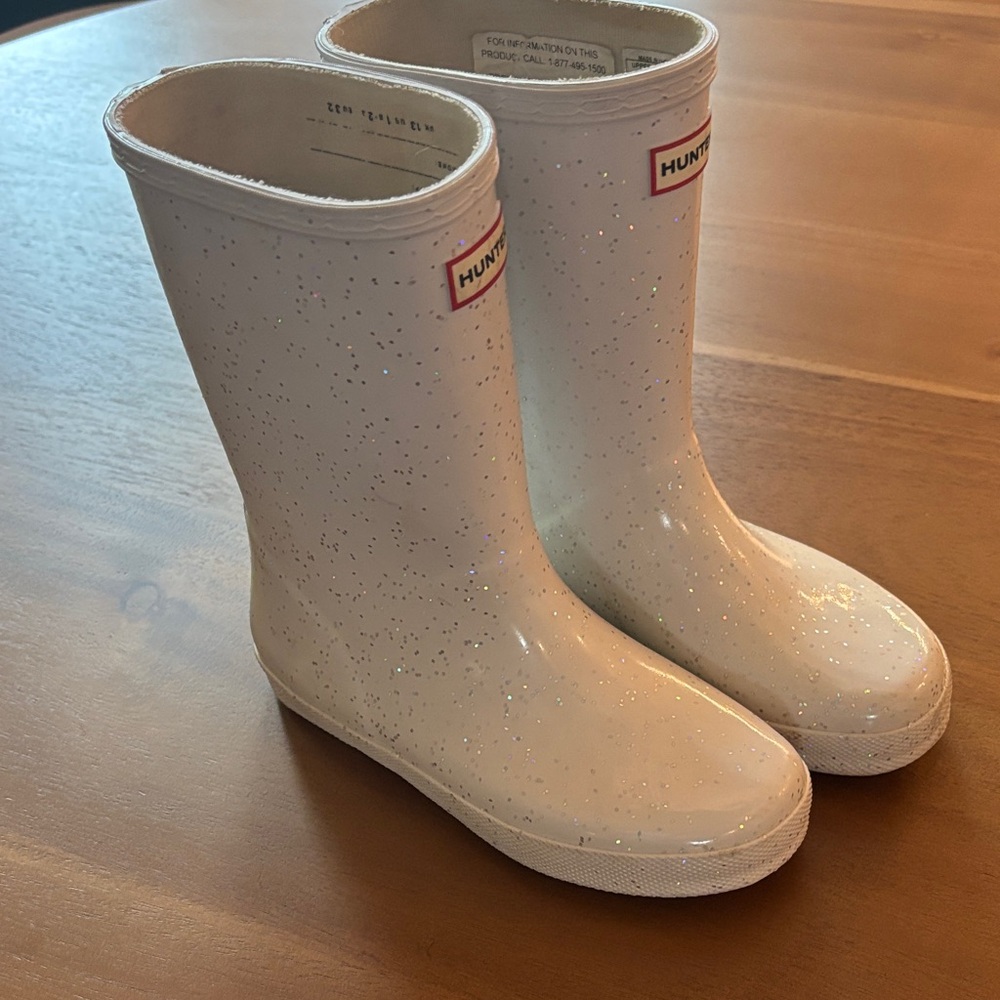 Hunter Sparkling White Rain Boots